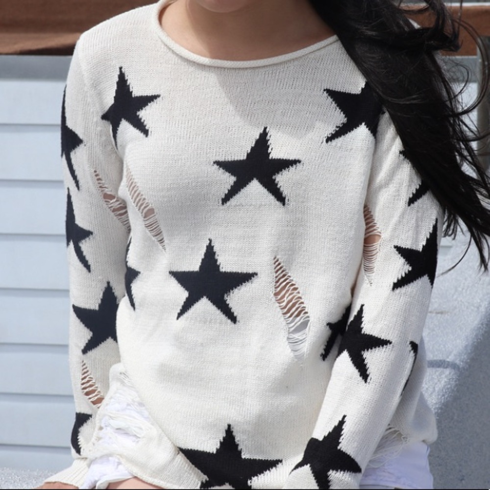 Distressed Star Sweater